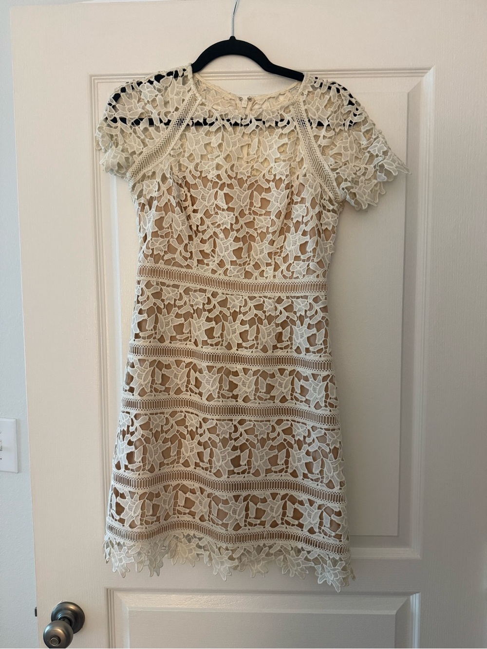 Eliza J Soft Blush Lace-Trim Dress
